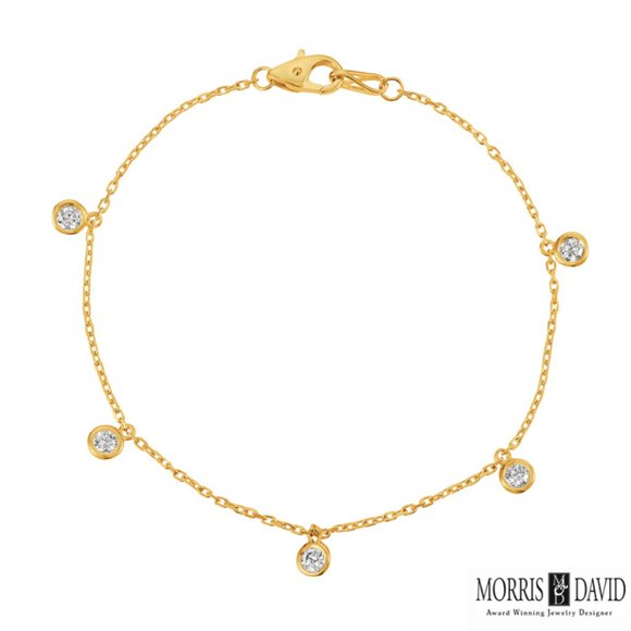 5mm 14k or 18k Gold 16ct Diamond Tennis Bracelet - Uverly 5 POINTER 5 SECTION DIAMOND BRACELET 14K YELLOW